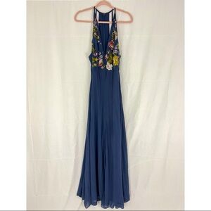 ASOS Tall Pleated Maxi Dress with Embroidery